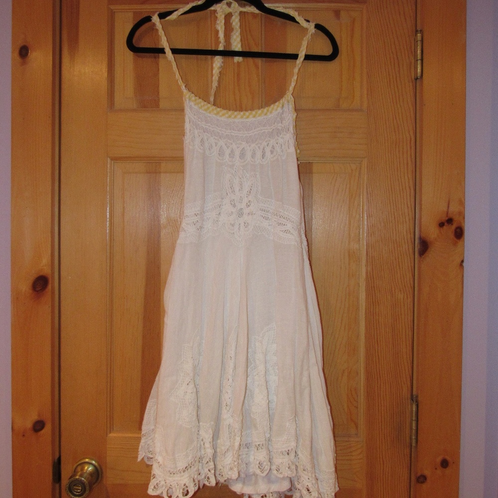 Off-White Lace Halter Dress